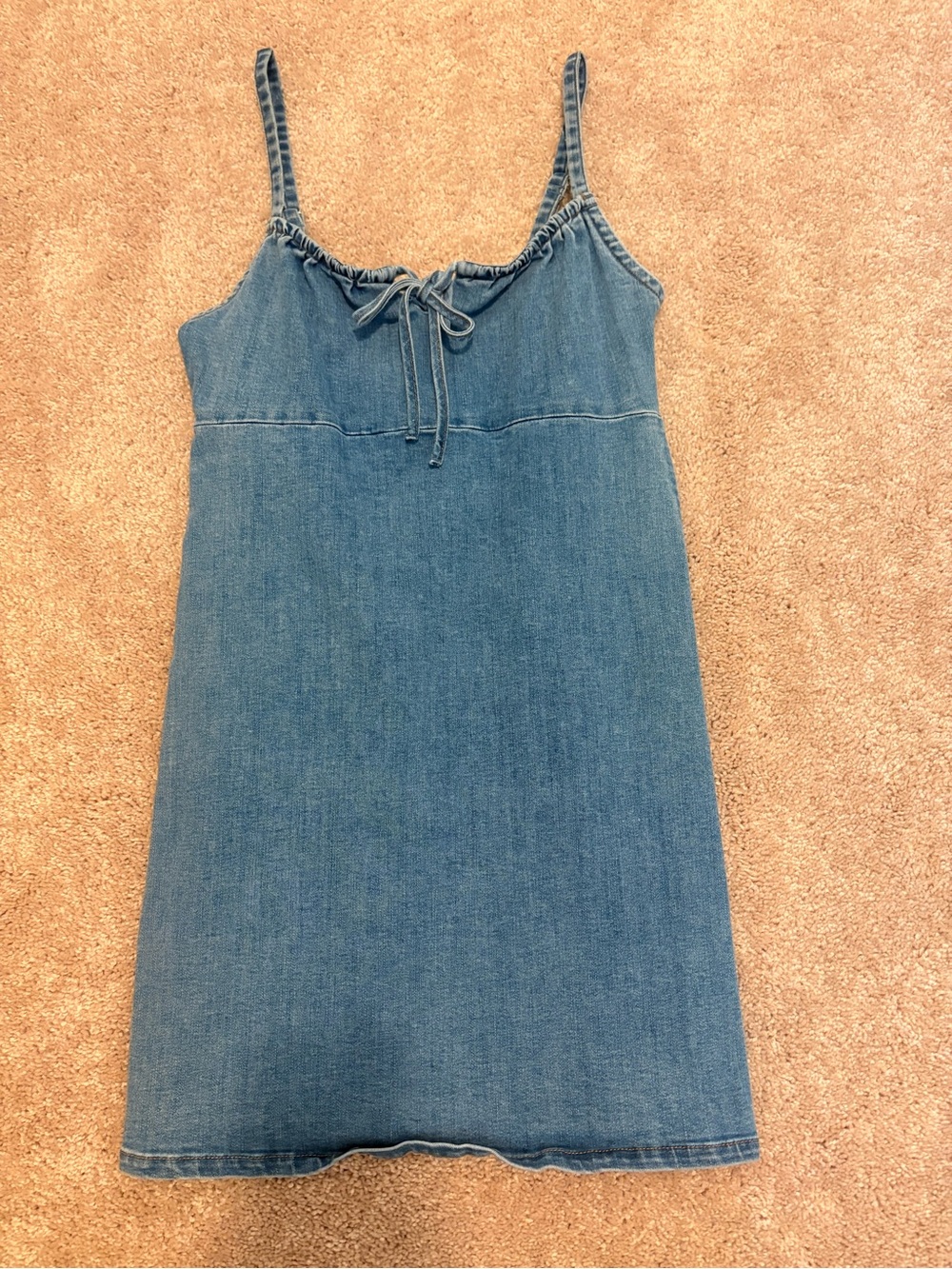 Denim Tie-Front Slip Dress - Blue